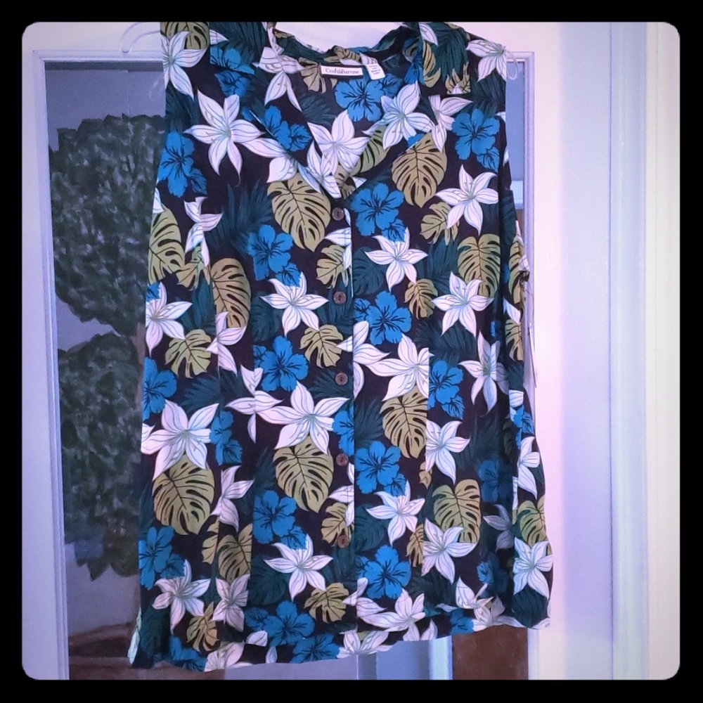 Tropical print sleeveless top